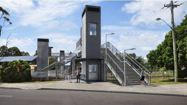 A 2018 artists impression of what the lifts at Unanderra station might look like.
