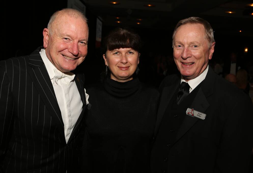 Wollongong Lord Mayor Gordon Bradbery, orchestra manager Tanya Phillips and Geoff Phillips. Picture: Greg Ellis.