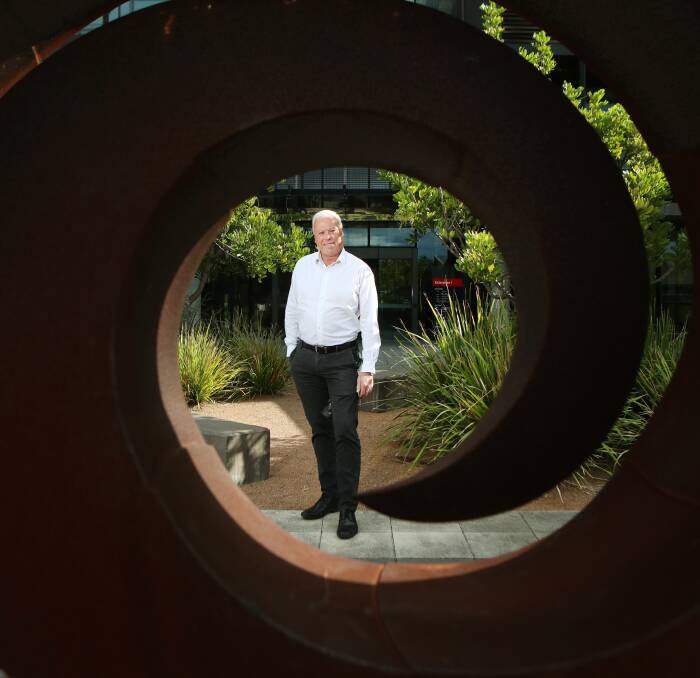 Selling the city: Martin Braithwaite outside his offices in the Enterprise 1 building at the UOW Innovation Campus. Picture: Sylvia Liber.
