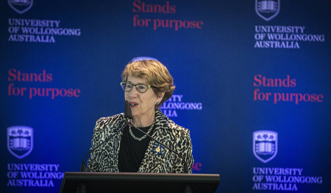 Praise for community COVID response: The Governor of NSW Margaret Beazley on a recent visit to University of Wollongong for the opening of a new state-of-the-art social sciences and creative arts building. Picture: UOW.