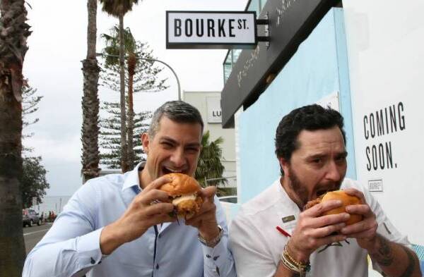 Andrew Harrison and Shane Debnam at Bourke St Burgers which will be open on Friday along with the Lagoon Seafood Restaurant. Picture: Greg Ellis. 