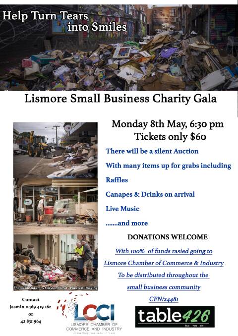 Table 426 fundraising poster for flood ravaged Lismore
