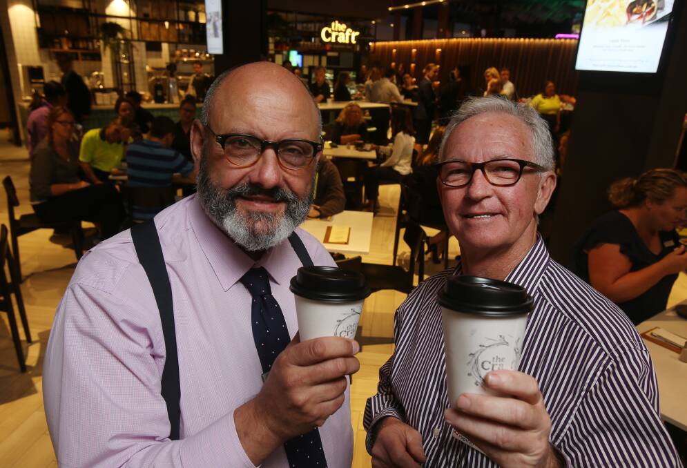 Helping the homeless: Aster Group CEO Daniel Munk and Flagstaff Group CEO Roy Rogers start fundraising for the Vinnies CEO Winter Sleepout. Picture: Robert Peet

