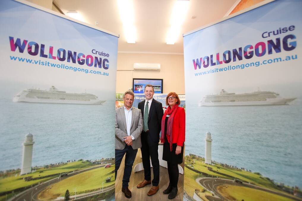 How Wollongong can held the whole state economy: Cr Leigh Colacino, Adam Zarth and Debra Murphy are encouraging the NSW Government to help fund a cruise terminal at Port Kembla Harbour. Picture: Adam McLean
.