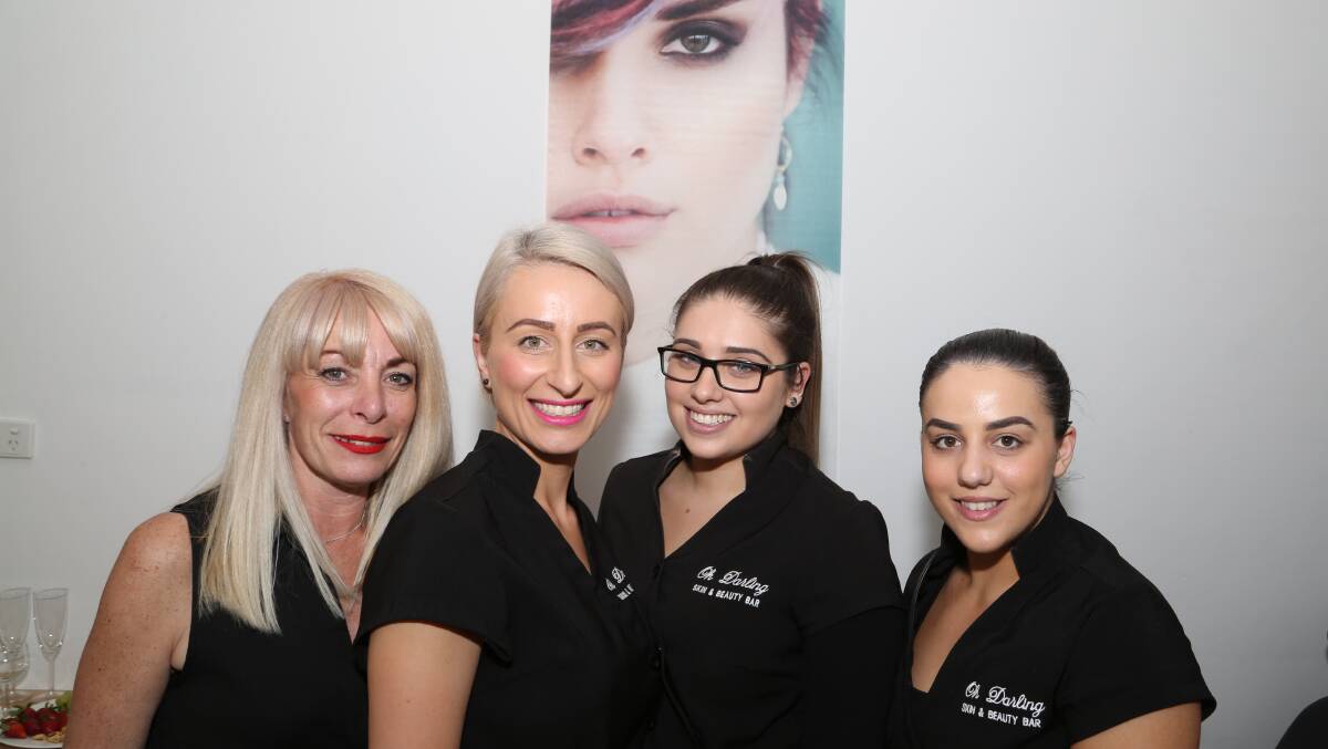 Expanding beauty business: Catia Jones, Tina Jovanovski, Lauren Coleiro and Kylie Angeloska at the opening of Fluxx Hair Boutique. Picture: Greg Ellis.




