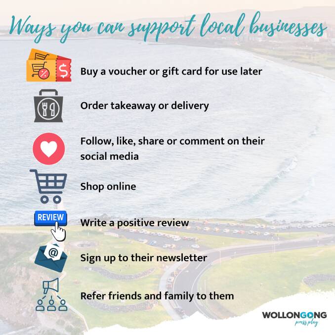 Destination Wollongong's list seven ways the community can support local businesses during lockdown. 