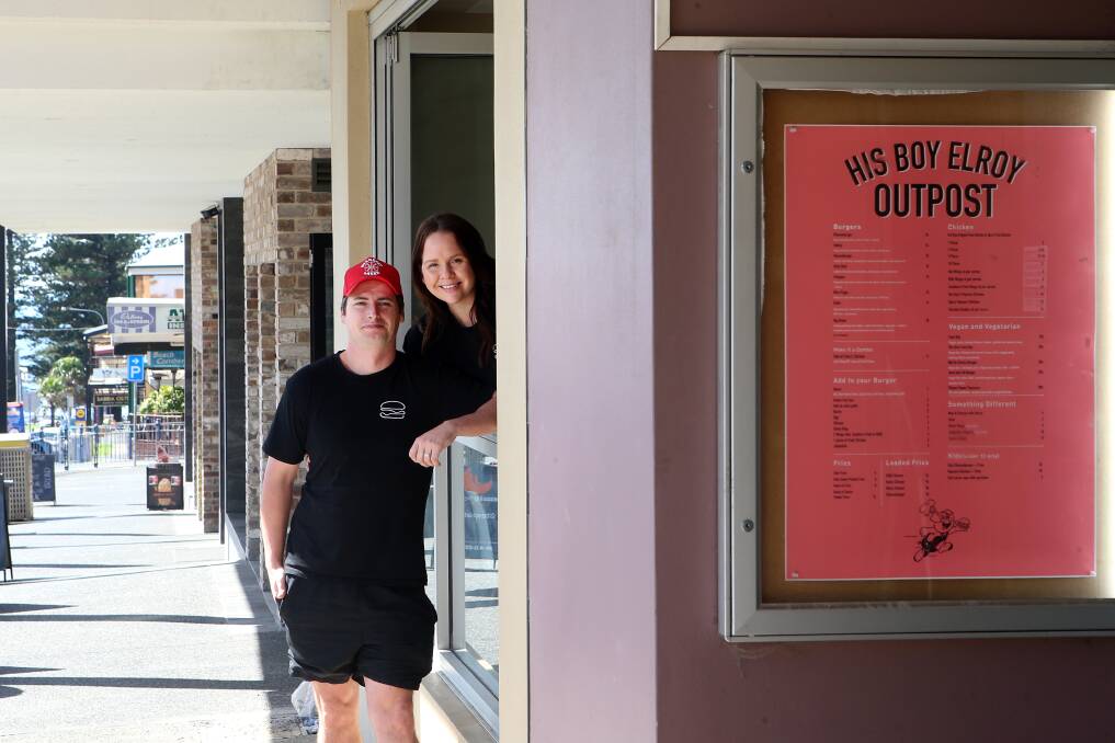 New to Shellharbour: Lachlan Stevens and Selena Stevens at the new His Boy Elroy takeaway and delivery service at the Addy's site in Shellharbour Village. Picture: Sylvia Liber. 