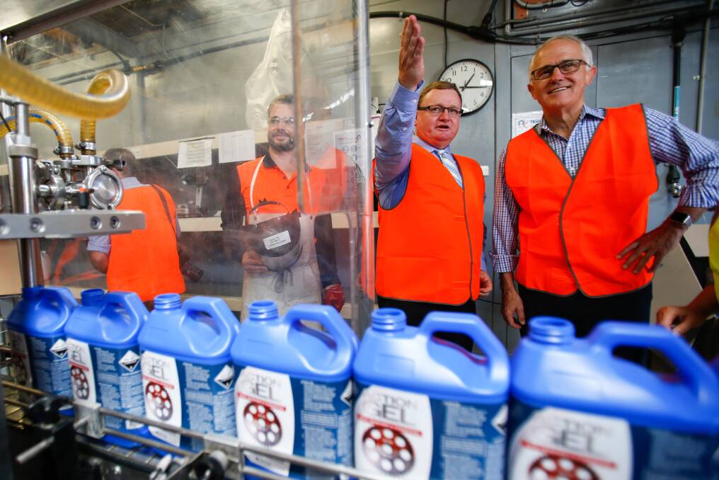 NowChem showcased: Prime Minister Malcolm Turnbull with Nowchem managing director John Lamont during a visiting the Nowchem factory in Nowra in February. Picture: Adam McLean.