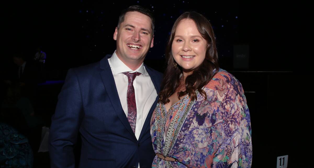 JCI recognition: Outstanding young Australian Lachlan Stevens with wife Selena after His Boy Elroy was named 2020 Illawarra Business of the Year.