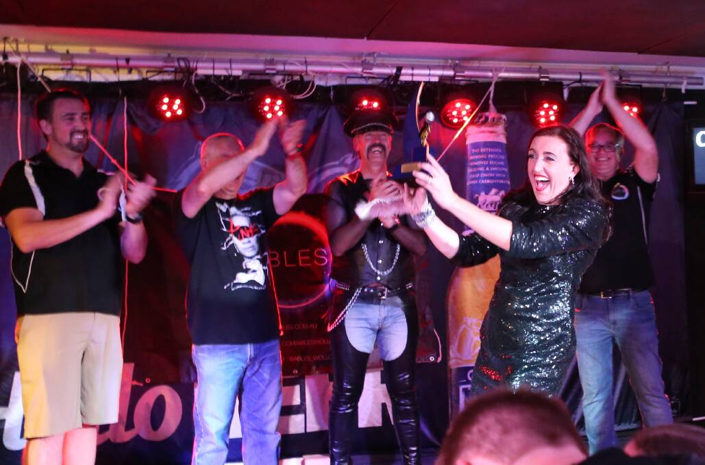 Titleholder: CRAM Foundation chief executive after being named winner of the inaugural ABLES Nightclub CEO Sing Off in 2018. Picture: Greg Ellis. 