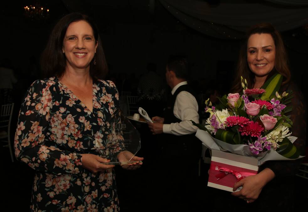 Adapting to COVID: Dr Emma McIntyre, of Environmental Mapping & Planning Consulting, with Diana Foye after being recognised as Illawarra's most innovative businesswoman. Picture: Greg Ellis. 