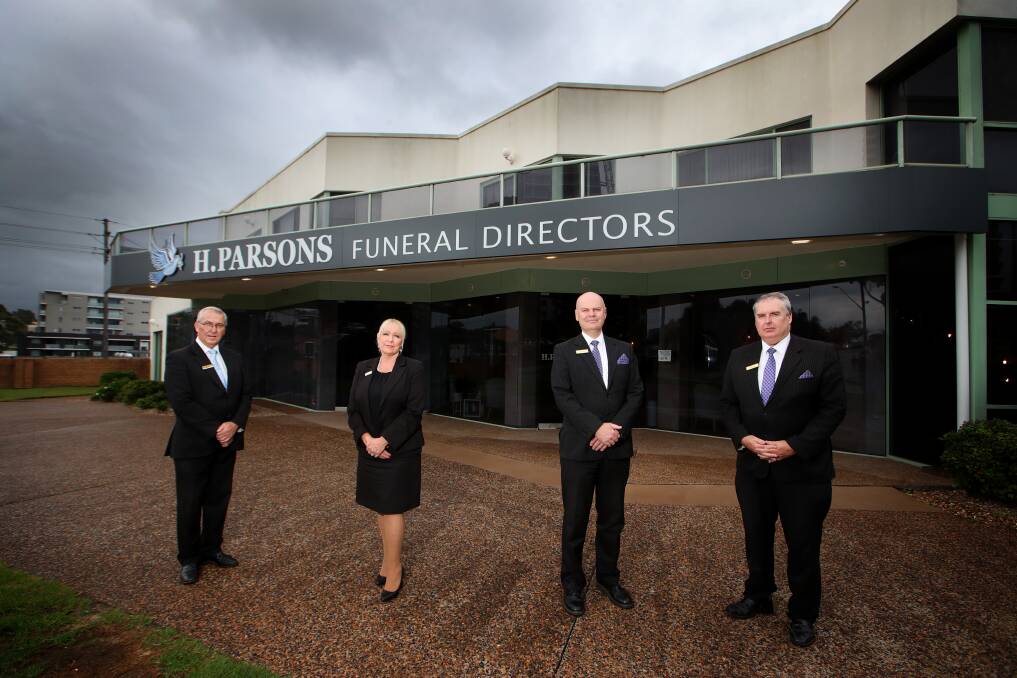 A different time: Committed to planning for what is next with COVID-19 Illawarra funeral directors met at H. Parsons in Belmore Street, Wollongong. Picture: Sylvia Liber.
