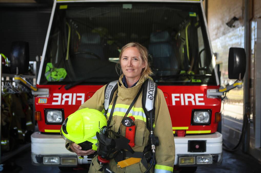 Tireless effort: Firefighter Naomi Cocksedge at Warrawong Fire Station will continye her work raising funds for and awareness about Motor Neurone Disease. Picture: Adam McLean.
