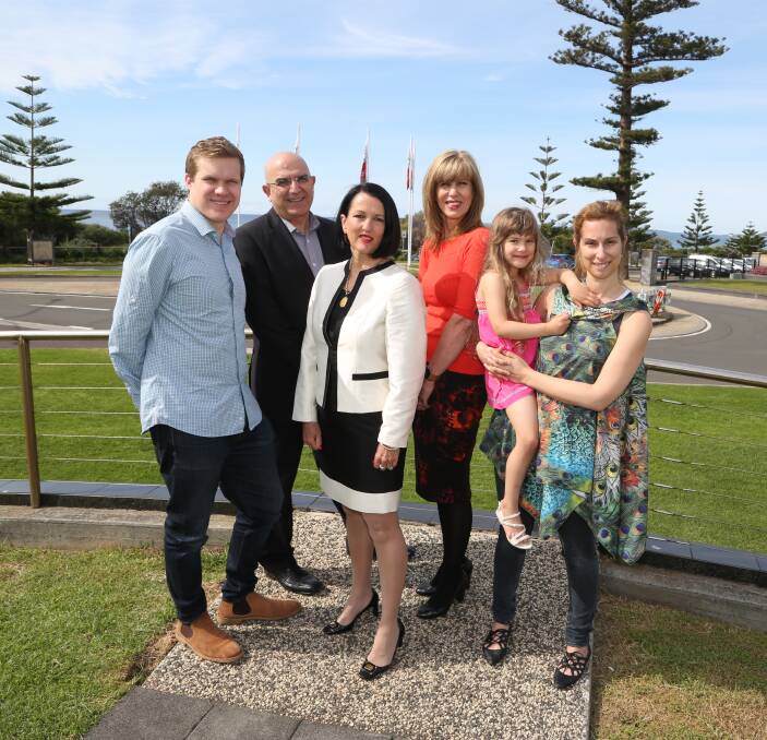 Health drive: Dylan Smith, of Optus North Wollongong, Peter Christopher, of SMRF, Madeline Tynan, of Tynan Motors, Corinne Whiteman, of Fairfax Media, Evengelia and Jonni Nicolaou, of Lagoon Restaurant. Picture: Greg Ellis

