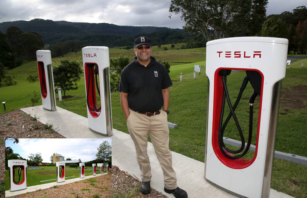  Sustainable future: Rajarshi Ray at Silos Estate has ensured there is a super charging highway on the South Coast for electric powered cars after COVID-19. Pictures: Greg Ellis. 