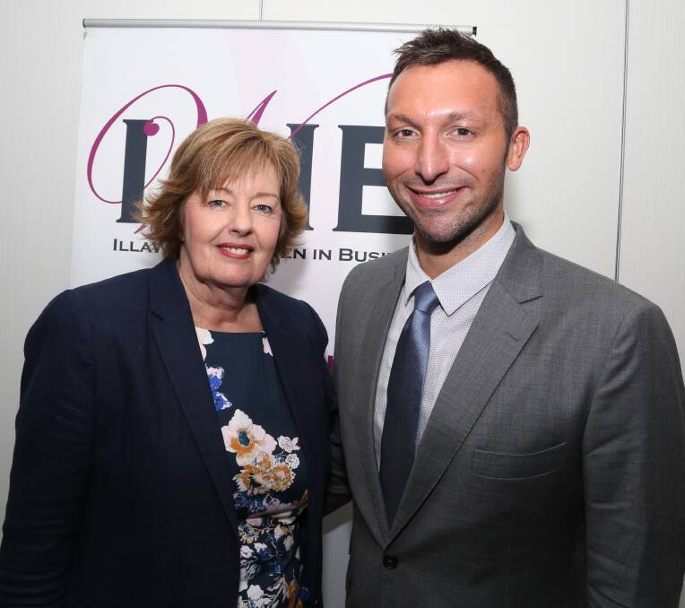 Keynote speaker: IWIB director Glenda Papac and Ian Thorpe after the networking lunch at the Novotel. Picture: Greg Ellis
