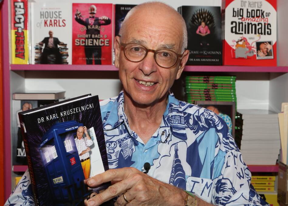 Spanning Space & Time: Dr Karl Kruszelnicki with his new book The Doctor: Picture: Greg Ellis.

