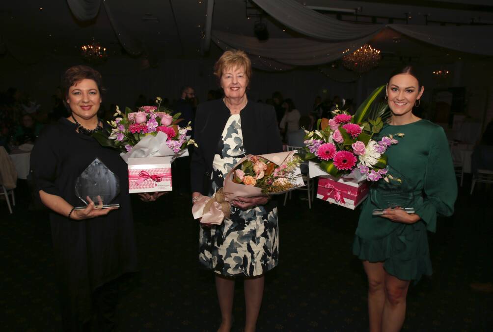 Alumni success: Teagan McKeen (right) with Karen Meiring De Gonzalez and Glenda Papac after named IWIB Young Business Woman of the Year. Picture: Greg Ellis.
