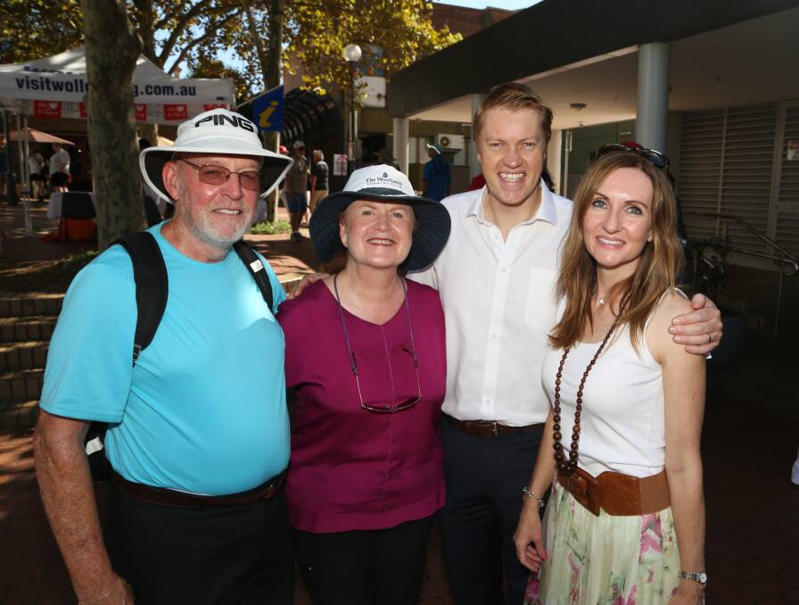 International connections: Jennifer Gray with a couple from Texas she met on Norwegian Star between New Zealand and Australia last week. Picture: Greg Ellis.
