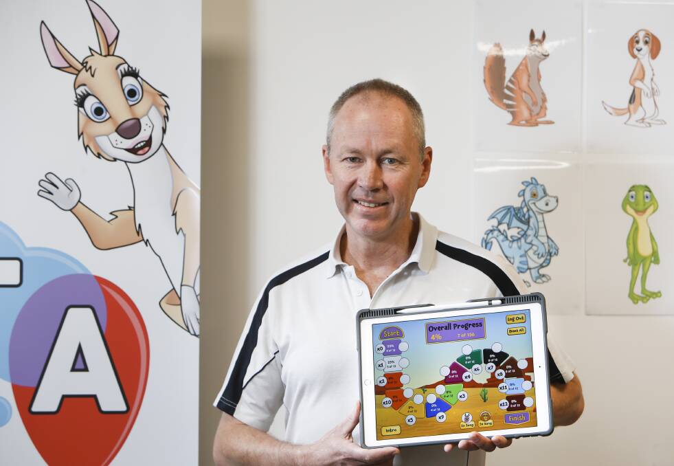 Education through animation: Former mining engineer Michael Rix is receiving global interest in a new app he has developed that makes learning maths easy for children. Picture: Anna Warr.
