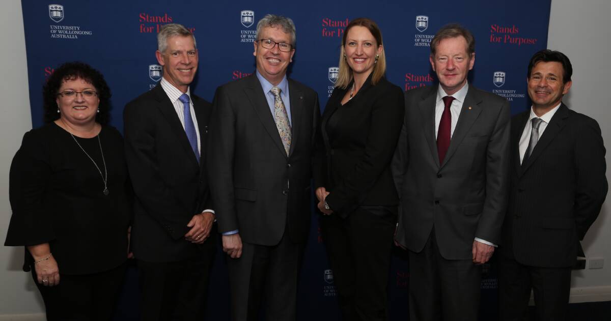 Global Infrastructure discussion: Tania Brown, Dr Richard Sharp, Prof Paul Wellings, Dr Catherine Ball, Dr Ian Watt and Prof Pascal Perez. Picture: Greg Ellis
