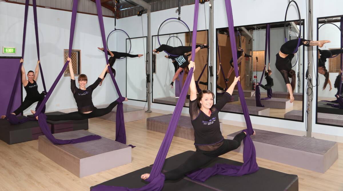 Flying high on ribbon and rings for fitness