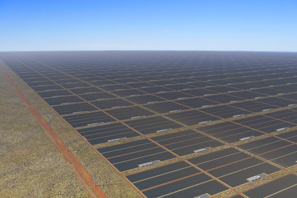 Solar power for the world: Hatch Wollongong team members have been working on the global transmission project involving this seemingly endless solar farm under development in the Northern Territory. Picture: Supplied.

