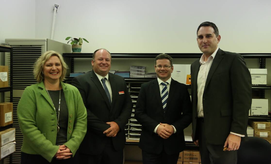 Launch: Buyability's Helen Badnar with Flagstaff's Dan Burns, Mark Coures MP and Daniel Rowan. 
