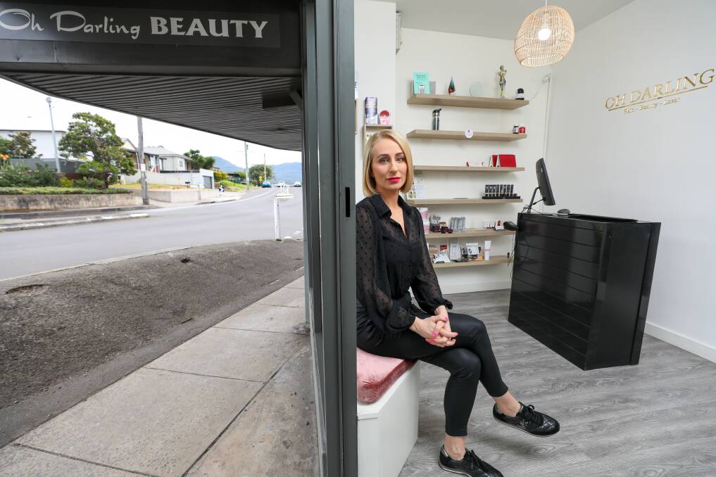 No business at all: Tina Jovanovski at her Oh Darling Beauty salon which has been closed for two weeks and will be until at least the end of July. Picture: Adam McLean.
