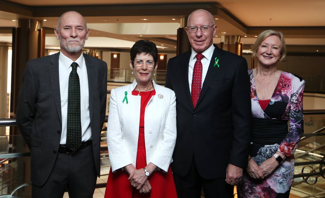 Community support: Prof Frank Deane and Janine Cullen at the 2019 Mental Health in the Workplace Lunch fundraising for the One Door Mental Health Clubhouse in Wollongong with guest speaker Governor General David Hurley and his wife Linda Hurley. Picture: Sylvia Liber. 
