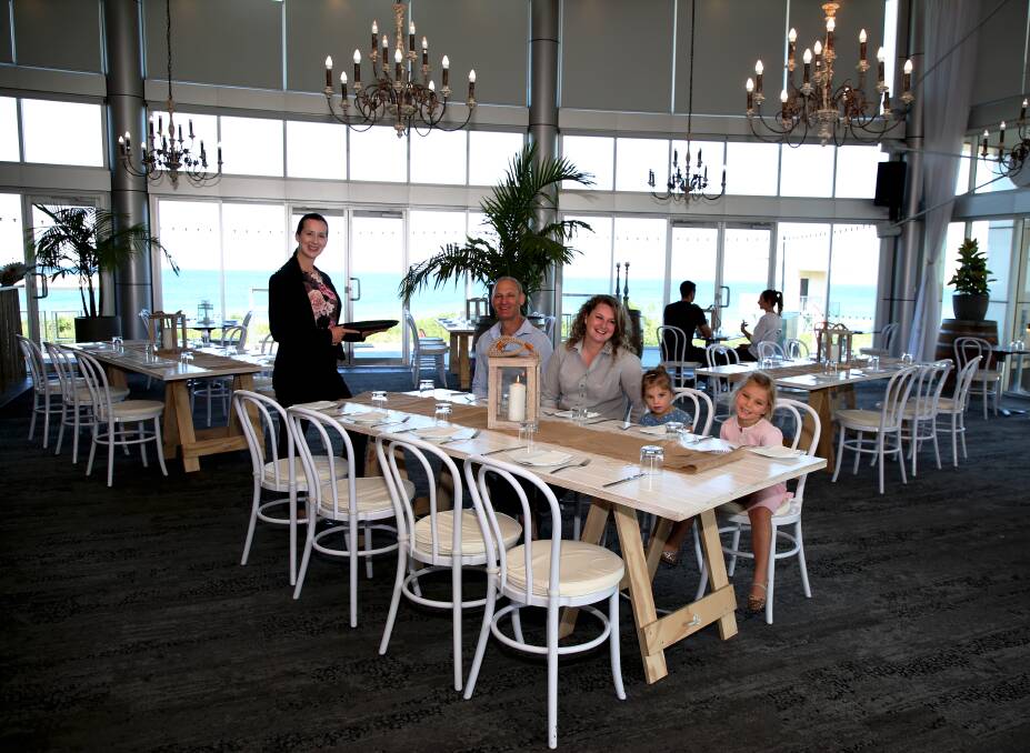 Innovation and resilience: Therese Ly greeting some of the first guests in the new pop-up Steamers restaurant in the Ocean Room at City Beach Function Centre.