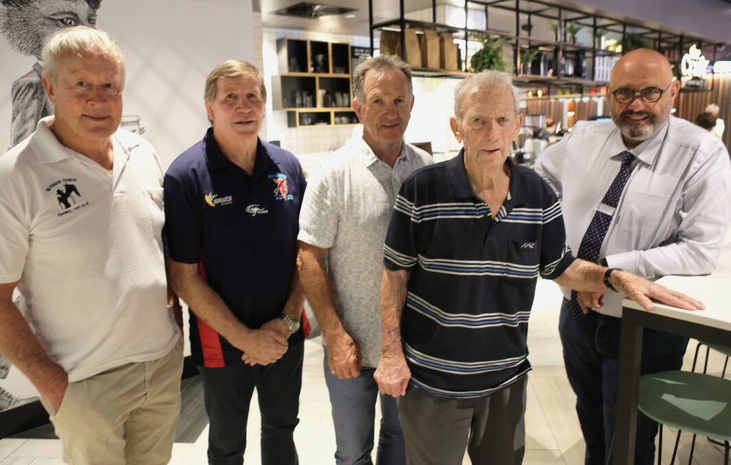Reminiscing: Former Wests Devils' players Greg Mullane, Klaus Reh, John Dorahy, and Peter Buchanan catching up with Daniel Munk over lunch at Wests Illawarra. 





