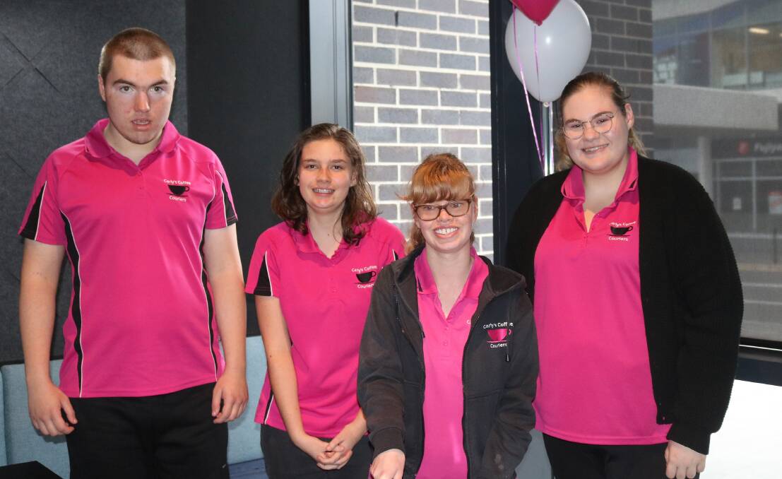 Carly's Coffee Couriers' team: Rowan Emr, Samantha Chailim, Carly Bishop and Sophie Wilson. Picture: John Bishop.