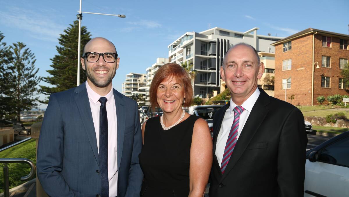 Future: KPMG's David Apolo, IBC's Debra Murphy and Commonwealth Bank's Kevin Ayres prepare for the annual Federal Budget Lunch. Picture: Greg Ellis.