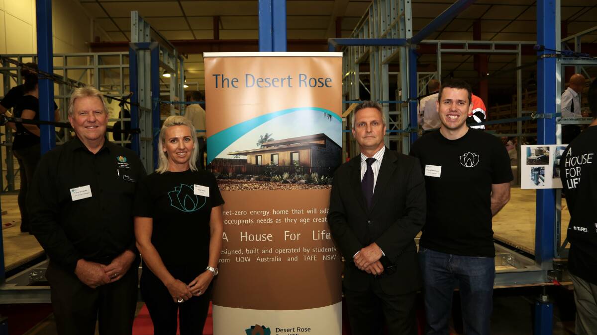 Practical experience: Tony Schaefer, Kate Darby, Jon Black and Clayton McDowell during a recent trade night for the Desert Rose at Wollongong campus of TAFE. Picture: Greg Ellis.
