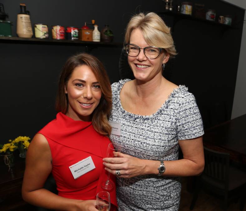 Dressing women: Get Dressed Hire owner Michelle Taylor after being interviewed by Nicki Bowman, of Dress For Success, at the Illawarra Assistants Network at M2 Kitchen. Picture: Greg Ellis.
