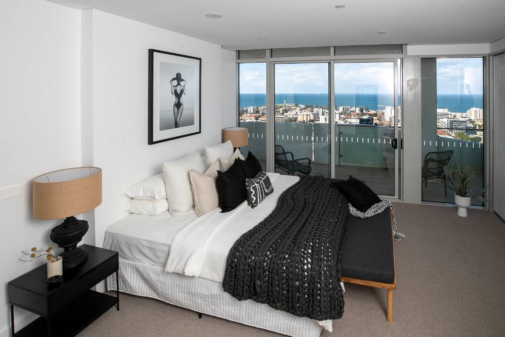 All three bedrooms in the $2.55 million sub-penthouse in the new Signature building have 19th storey views of Flagstaff Hill. Photos: Adam McLean