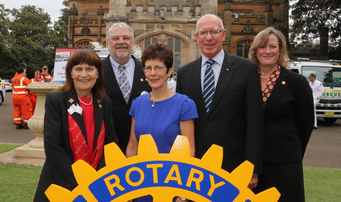 Queen's representative: Dot Hennessy, Ian Johnston, Linda Hurley, General David Hurley and Carole Johnston at NSW Government House in 2015.