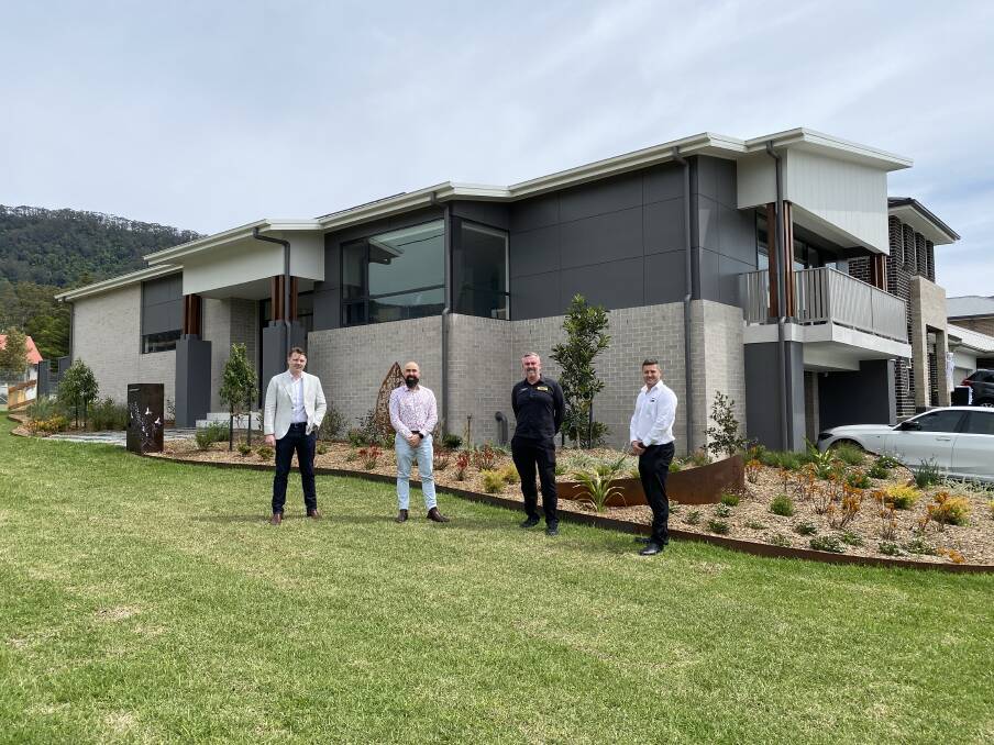 The House That Convoy Built: Sheargold managing director Michael Sheargold, MMJ Wollongong's Luke Rollinson, Illawarra Community Foundation manager Mark Rigby and Sean Vickery, of GJ Gardner Homes. Picture: Supplied.