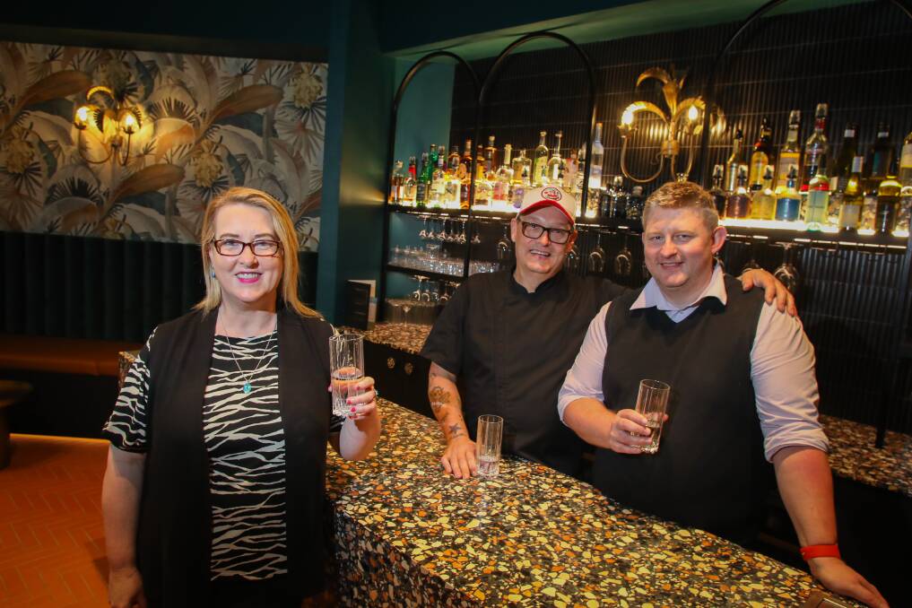 Homage to the Big Apple: Sharon Arrow, Chris Stubbs and Matt Clowry at Wollongong's New York themed cocktail bar 5 Beekman. Picture: Wesley Lonergan.