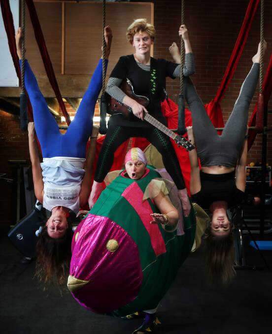 Bringing out their inner extraordinary: Dee Milenkovic, Helen Richards, Natalia Zulian and Fiona McKay doing a Circus WOW class at Switchfit Gym in Montague St. Picture: Sylvia Liber.
