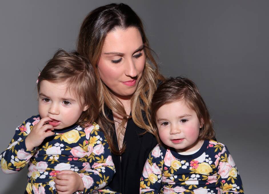 Family friendly business: Melissa Gorgievski with Charli and Kate the inspiration for her new business that will be located next to the new look David Jones when it opens in October. Picture: Greg Ellis.
