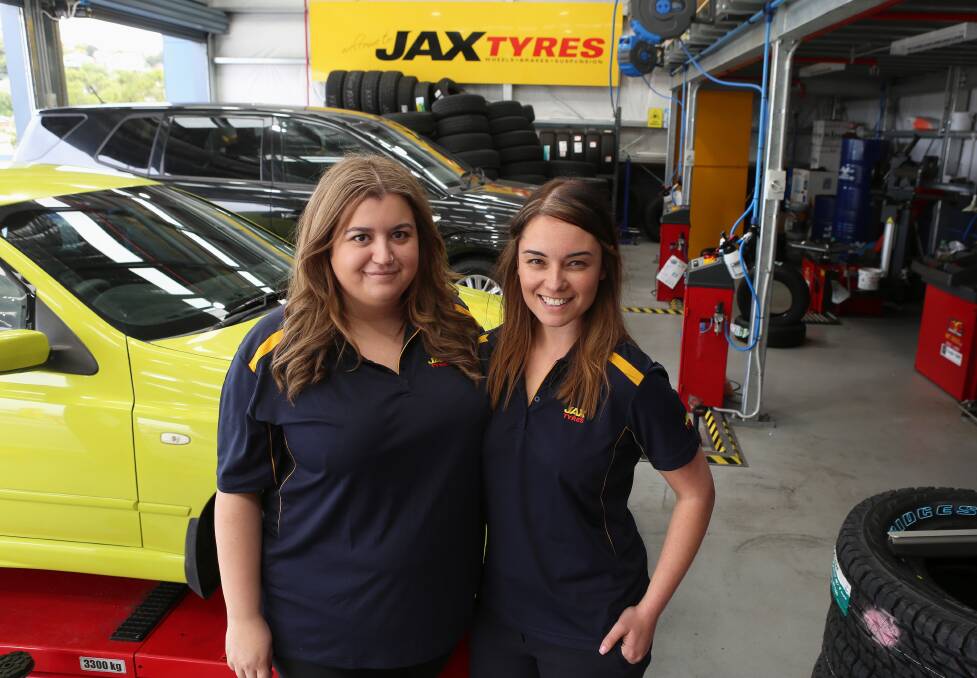 Mythbusters: Cassie Cruickshank and Bec Bull are hosting a Jax Tryes tyre workshop  on the rooftop at Warrawong Plaza on October 20. Picture: Greg Ellis.


