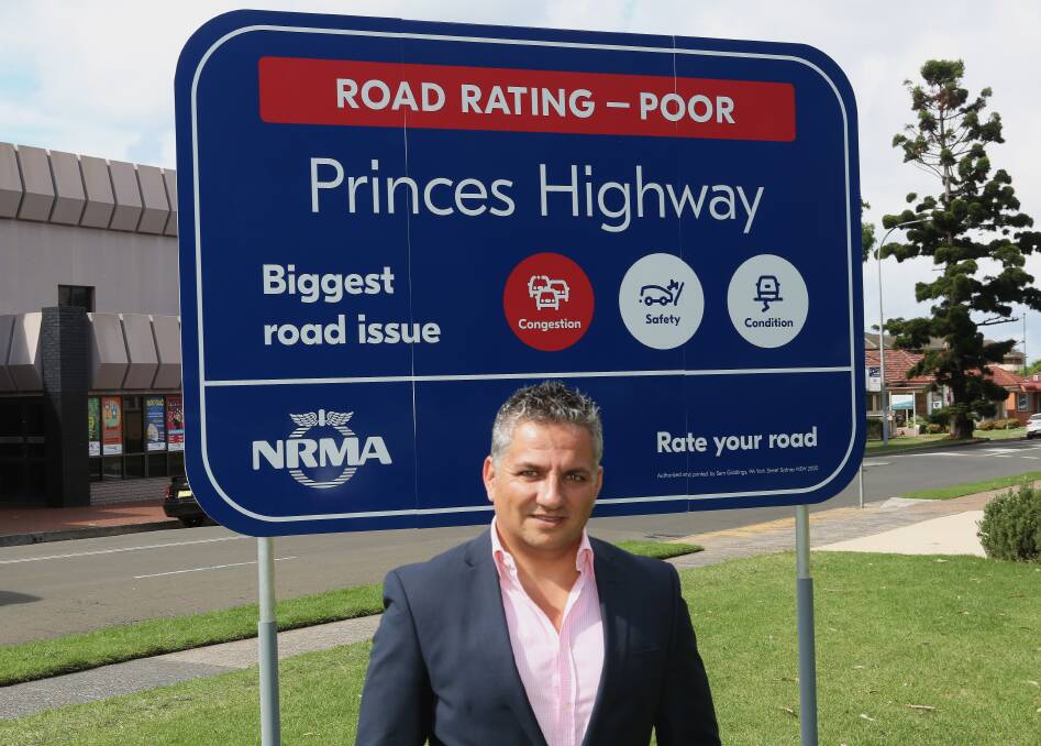 Road ratings: NRMA's Peter Khoury identifies the need to fast track Albion Park Rail bypass after a community election survey across NSW. Picture: Greg Ellis.

