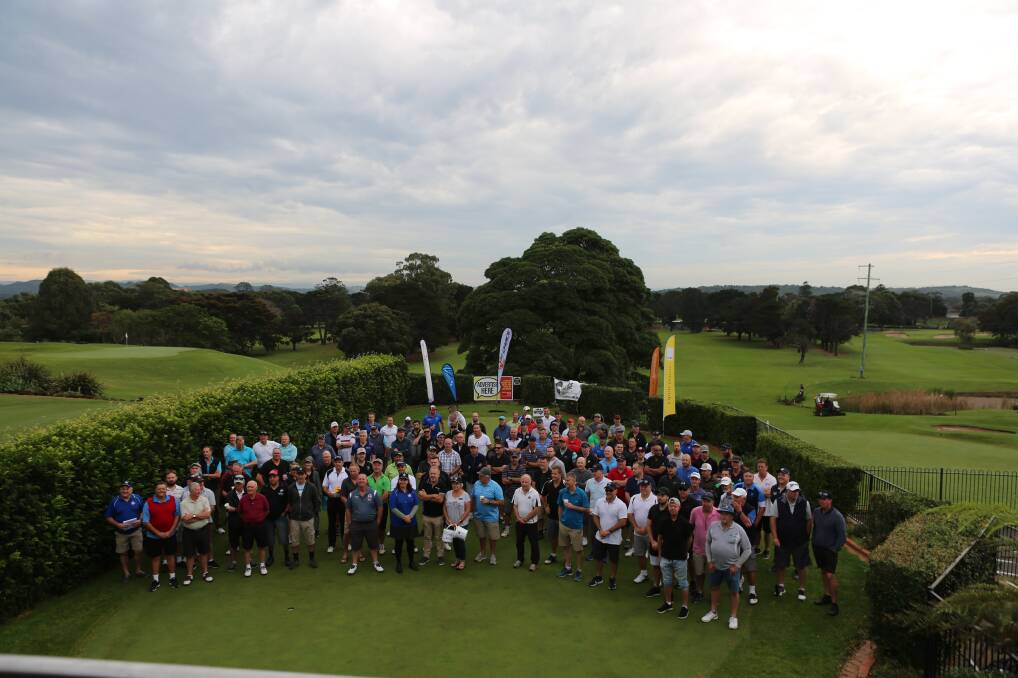Police legacy: The 150 strong turnout for the Rob Sasagi Golf Day at Kiama Golf Club on Friday. Picture: Greg Ellis.
