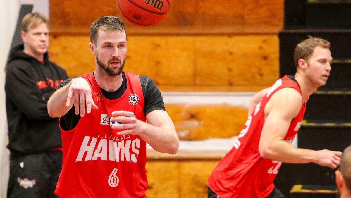 TRAINING MODE: AJ and the Illawarra Hawks preparing for the 2017-18 NBL season which will start next month.