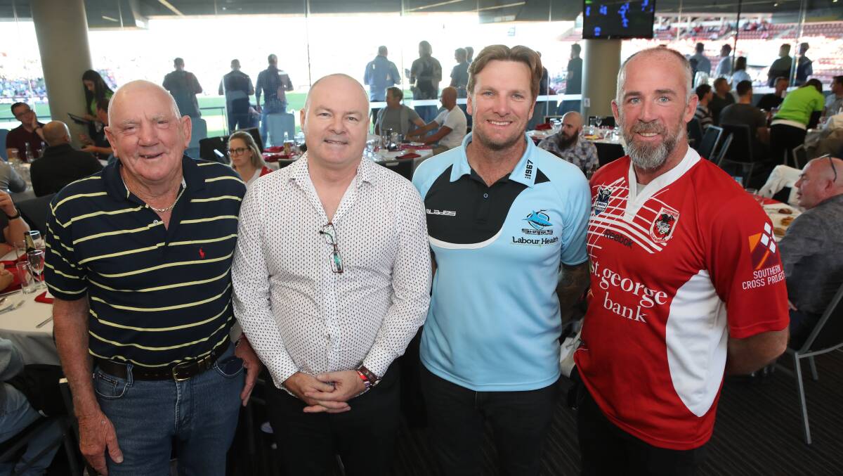 FOOTY FANS: Glen Murrell, Andrew Love, Andrew Hamilton and Ryan Pascoe at the function.