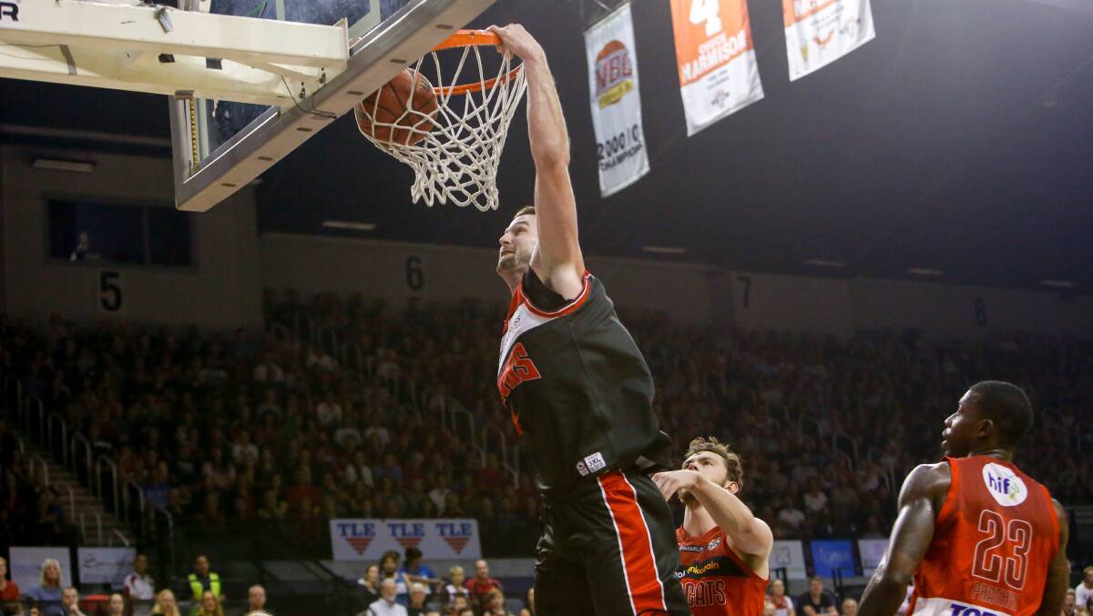 IN ACTION: The Hawks star making a statement at the WIN Entertainment Centre against the Perth Wildcats.