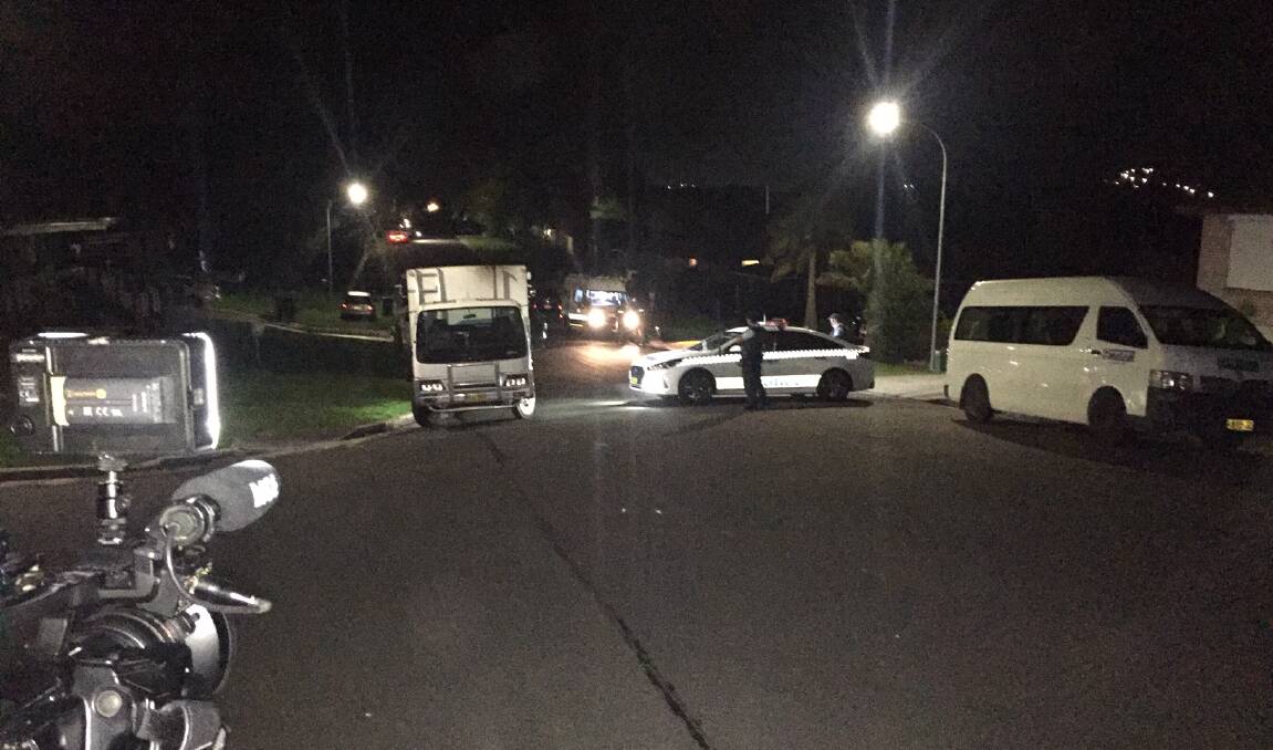 POLICE OPERATION: A road block at the scene of an operation under way in Berkeley on Tuesday night. Picture: Agron Latifi. 