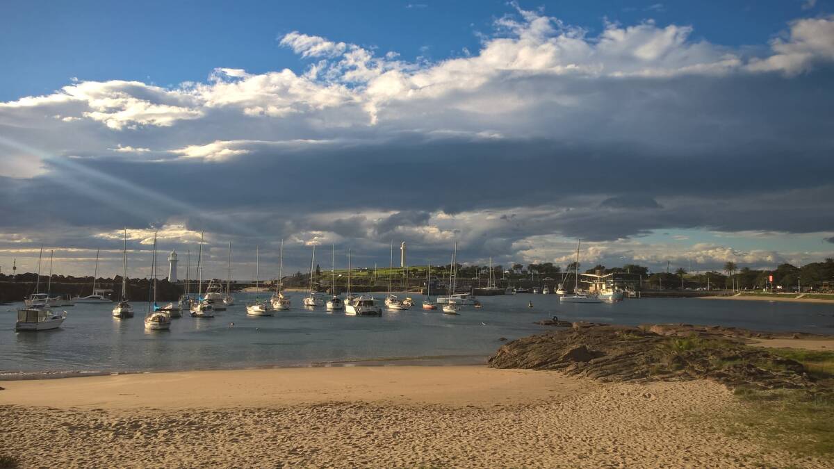 Sunny morning with storm clouds, taken at Wollongong Harbour by Hans Haverkamp